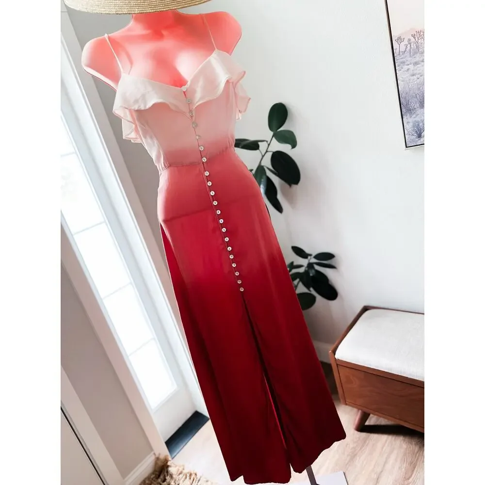 Whispers of Sunset Glow of Firelight ombré open back button front maxi dress - Picture 7 of 7